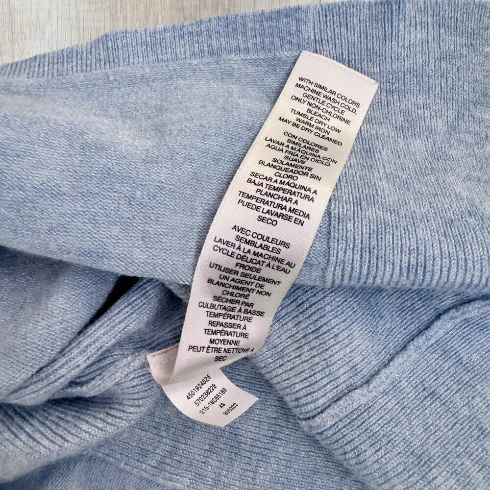 CHICO'S Light Blue V Neck Lightweight Linen Blend Knit Sweater L XL Size 3